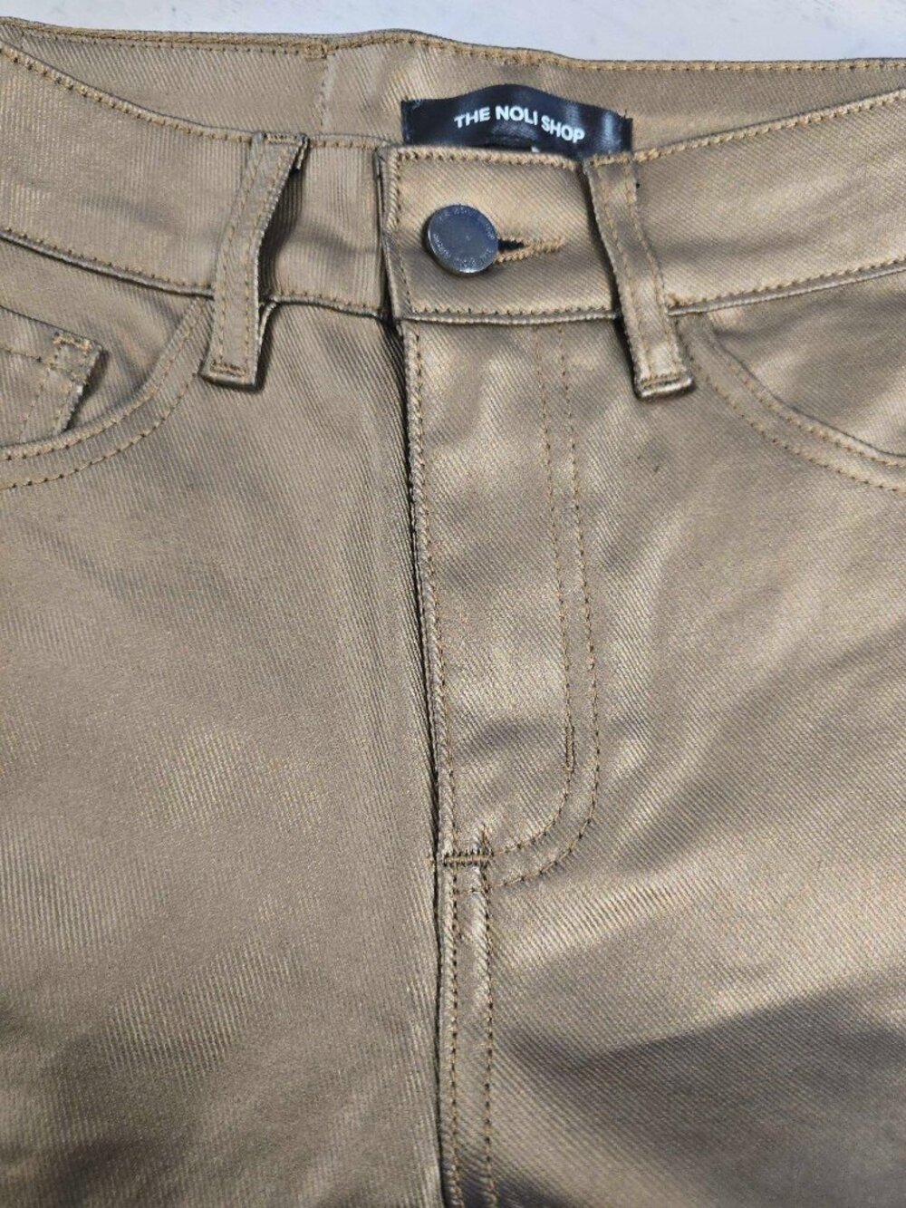 The Noli Shop Aria Coated Flare Jean Gold Metallic Petite and Classic Type - Picture 7 of 7